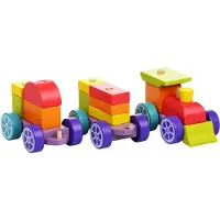 Cubika Holzblockzug Rainbow Express - 15-teilig