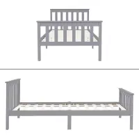 ML-Design Holzbett Kinderbett 90x200 cm Hellgrau, Kiefernholz, Bettgestell mit Lattenrost und Füße, Einzelbett mit Kopf- und Fußteil, Bodenbett