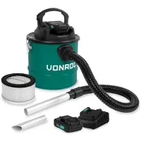 Vonroc Aschesauger 20V - 2.0Ah - 12L Tank | Inkl. 2 Akkus und Schnellladegerät