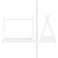 ML-Design Kinderbett Tipi 70x140 cm mit Lattenrost, Weiß, Indianer Bett aus Kiefernholz, Bodenbett, Holzbett, Jugendbett Bettenhaus Spielbett Zelt