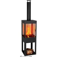 Bbq collection Außenkamin – Außenofen mit Schornstein – 194 cm – Stahl – Schwarz