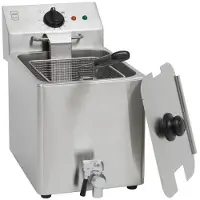 Metro Professional Fritteuse GDF3008 , Edelstahl, 26 x 47 x 39 cm, 8 L, 3250 W, mit Ablasshahn, silber