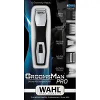 Wahl GroomsMan Pro, Akku, Selbstschärfende Rollen, Schwarz, Edelstahl