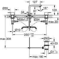 GROHE Lineare New 3-Loch-Waschtischbatterie