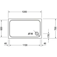 Duravit Rechteck-Duschwanne D-Code 120x70x8,5cm, Antislip, weiß