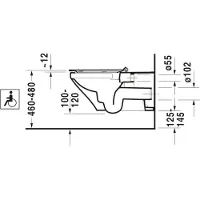Duravit Wand-WC VITAL RIMLESS DURASTYLE tief, 370 x 700 mm, barrierefrei HygieneGlaze weiß