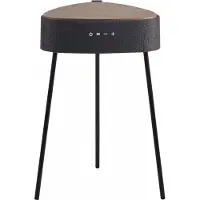 Fontastic Drahtloser Lautsprecher Mesu im Tischdesign, schwarz mit Holzplatte
