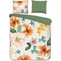 Descanso Wendebettwäsche "Annabelle", Baumwolle, Satin, 135x200, Biese, Reißverschluss, Wendeoptik, Blumen