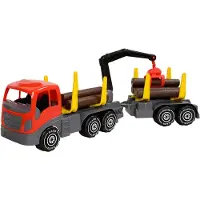 Plasto Holztransporter mit Kran, Anhänger & Stämmen 74 cm