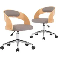 vidaXL Esszimmerstühle 2 Stk. Drehbar Taupe Bugholz und Stoff