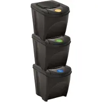 vidaXL Stapelbare Mülleimer 3 Stk. Anthrazit 75 L