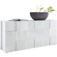 Sonstiges 3-türiges Sideboard - glänzend weiß lackiert - L181xP42xH84 cm - MAILAND
