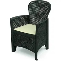 Dmora Modular Armchair With Rattan Effect. Made In Italy. 60 X 58 X 89 Cm. Anthracite Color Schwarz
