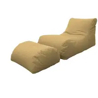 Talamo Italia Moderne Chaiselongue fürs Wohnzimmer, Italy, Sessel mit Fußstütze aus Nylon, Gepolsterter Sitzpuff für Schlafzimmer, 120x80h60 cm, Farbe Beige
