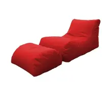 Talamo Italia Moderne Chaiselongue fürs Wohnzimmer, Italy, Sessel mit Fußstütze aus Nylon, Gepolsterter Sitzpuff für Schlafzimmer, 120x80h60 cm, Farbe Rot