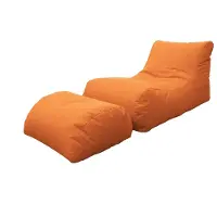 Talamo Italia Moderne Wohnzimmer-Chaiselongue, Italy, Sessel mit Nylon-Fußstütze, Gepolsterter Sitzpuff für Schlafzimmer, 120x80h60 cm, Farbe Orange