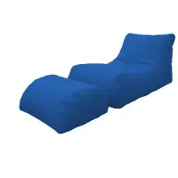 Talamo Italia Moderne Wohnzimmer-Chaiselongue, Italy, Sessel mit Nylon-Fußstütze, Gepolsterter Sitzpuff für Schlafzimmer, 120x80h60 cm, Blaue Farbe