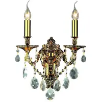 Ideal Lux Klassisch Mona Lisa Metall-Kristall Gold 2 Lichter E14