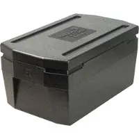 Thermo Future Box , GN 1/1 Deluxe, Isolierbox schwarz mit Deckel, handliche Tragegriffe, 215 mm tief, 37 Liter, robust, nachhaltig aus EPP