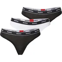 HUGO für Damen. 50469681 Set 3 Tangas Stripe weiß, schwarz (XL), Heimtextilien, Baumwolle