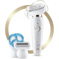 Braun Silk-épil 9 81688637, Weiß, Gold, 40 Pinzette, Achsel, Bikini, Vorderer Oberschenkel, Innere Oberarme, Exfoliation, LED, 0,5 mm