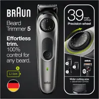 Braun BeardTrimmer 3 BT5360, Waschbar, Akku, Schwarz, Silber