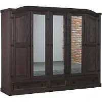 Ebuy24 New Mexico Kleiderschrank 5 türig mit 3 Spiegeltüren, 2 getäfelten Türen und 3 Schubladen in kolonial gebeizt, gewachst.