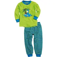 Playshoes Kinder Frottee Schlafanzug Dino grün 92 - grün;blau;grün