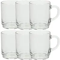 White Label ARC E7104 Bock Bockbecher, Kaffeebecher, Kaffeetasse, 250ml, Glas, transparent, 6 Stück