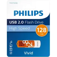 Philips FM12FD05B, 128 GB, USB Type-A, 2.0, Swivel, 8 g, Orange, White