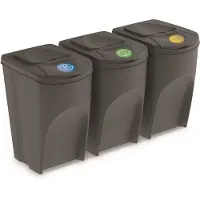Prosperplast Mulltrennbehalter - 3 - fach - grau - Kunststoff - 35 l