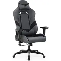 Songmics Bürostühle Gaming Stuhl Chefsessel ergonomisch mit Verstellbare Armlehnen, Kopfkissen Lendenkissen 66 x 72 x 124-132 cm Grau-Schwarz RCG13G