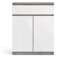 Ebuy24 Nada Sideboard 2 Türen und 1 Schublade, beton Nachbildung,weiss hochglanz.