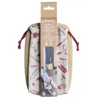 Pebbly Schneidebrett inclusive Messer und Aufbewahrungstasche Naturel 23x15 cm