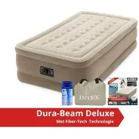 Intex Ultra Plush - Luftmatratze - Einzel - Mit Reparaturset und eingebaute Pumpe191x99x46 cm - PVC - Beige