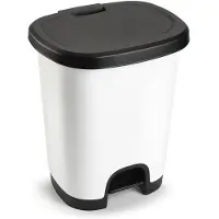 PlasticForte Treteimer - weis/schwarz - 27 Liter - 38 x 32 x 45 cm