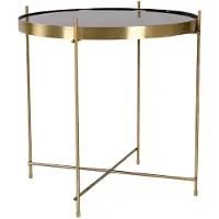 Ebuy24 Veo Couchtisch, Ecktisch 48x48 cm messingfarben Stahl, Glas.