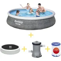 Bestway Pool - Fast Set - 396 x 84 cm - Inklusive Solarsegel, Filterpumpe & Filter
