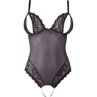 Cottelli collection - Spitzenspielt, offener Perlenbody (schwarz) - L
