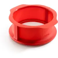 Lékué Backform Springform Rund mit Keramischer Platte D 15 cm Red