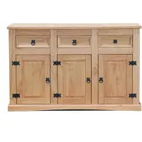 Ebuy24 New Mexico Sideboard Breite 132 cm, Höhe 84 cm mit 3 Schubladen und 3 Türen gelaugt/wachs.