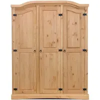 Ebuy24 New Mexico Kleiderschrank 3-Trg. Breite 152 cm, Höhe 193 cm gelaugt/Wachs.