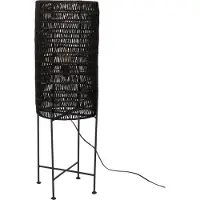 Dutchbone | Stehlampe Camila aus Rattan Schwarz Naturfasern 30x30x95 cm | NADUVI