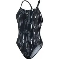 Speedo All Over Rippleback Damen Badeanzug Schwarz