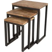 Zilt Beistelltische SuriStahl/Holz schwarz/braun 3 Stück