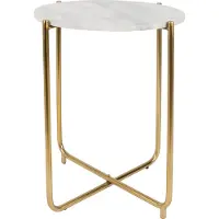 White Label Beistelltisch Timpa 54 x 45 cm Stahl/Marmor weiß/gold