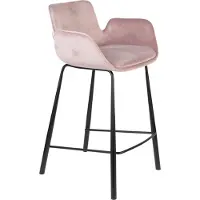 Zuiver 2er Set Brit Barhocker Stahl/Polyester rosa
