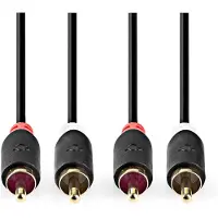Nedis Stereo-Audiokabel | 2x RCA Stecker | 2x RCA Stecker | Vergoldet | 0.50 m | Rund | Anthrazit |