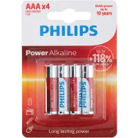 Philips Power Alkaline LR03P4B/05, Einwegbatterie, AAA, Alkali, 1,5 V, 4 Stück(e), Cd (cadmium), Hg (Quecksilber), Pb (Blei)