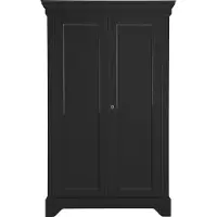 Woood Garderobenschrank "Isabel", schwarz, Holzwerkstoff, Schränke, Garderobenschrank, Mit Schlüssel, Tragkraft 15 kg pro Einlegeboden, sichbare maserung